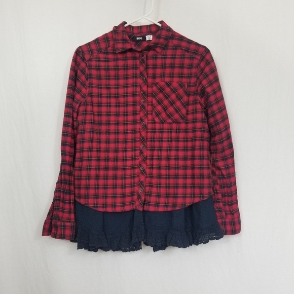 BDG Tops - BDG Flannel Peplum Shacket/Shirt